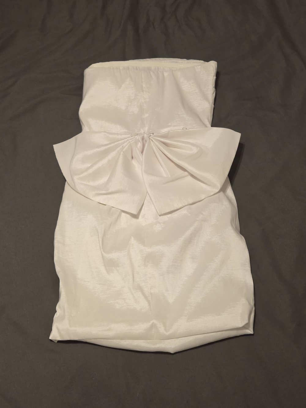 Strapless White Satin Bow Dress XS